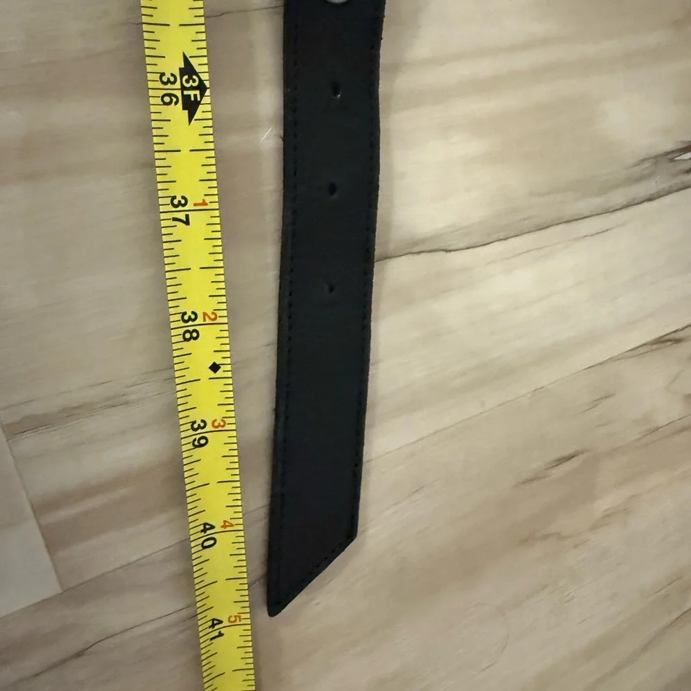 Black Leather Horsebit Accent Belt with Gold Hardware
